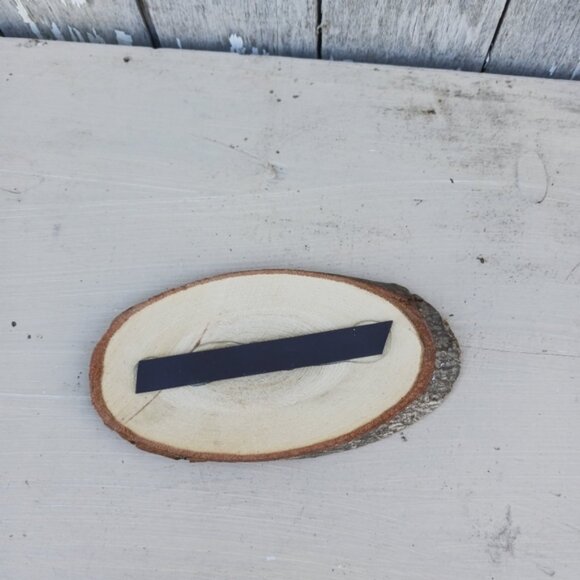 Hand Painted Wood Edge Slab Mountain Scenery Art Signed Fridge Magnet - Picture 6 of 6